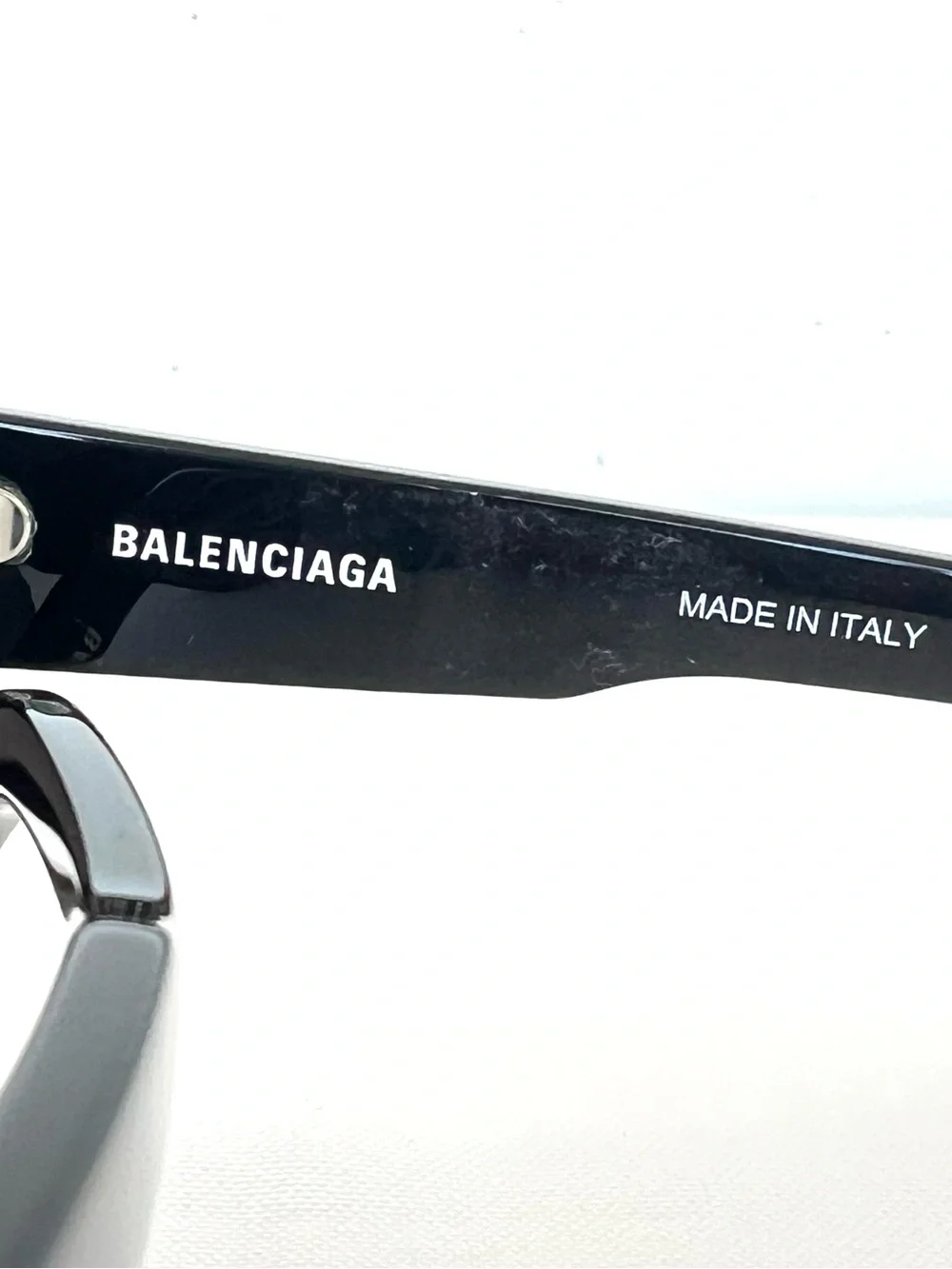 BALENCIAGA BB0004SA Shield Shape Grey Lens Frame White Imprint Sunglasses NWB